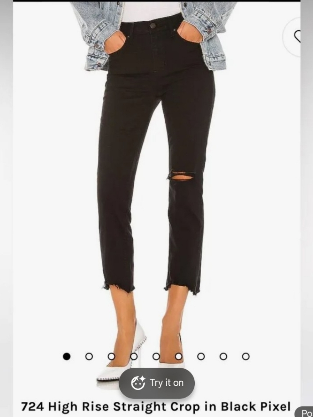 Levi 724 High Rise Straight Cropped With Distressed Knee Size 28